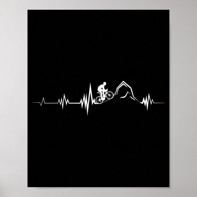 Cycling Heartbeat Racing Bicycle Mountain Bike Poster (Front)