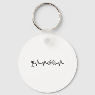 Cycling Heartbeat Wine Mountain Biking Bicycle Cyc Key Ring