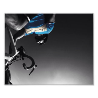 Cycling in black and white photo print