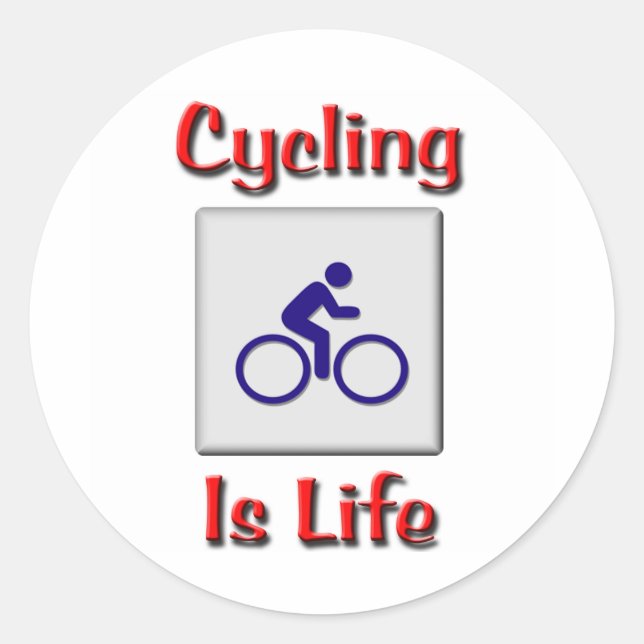 Cycling Is Life Classic Round Sticker (Front)