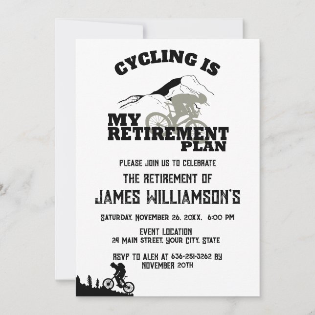Cycling is my retirement plan retired party invitation (Front)