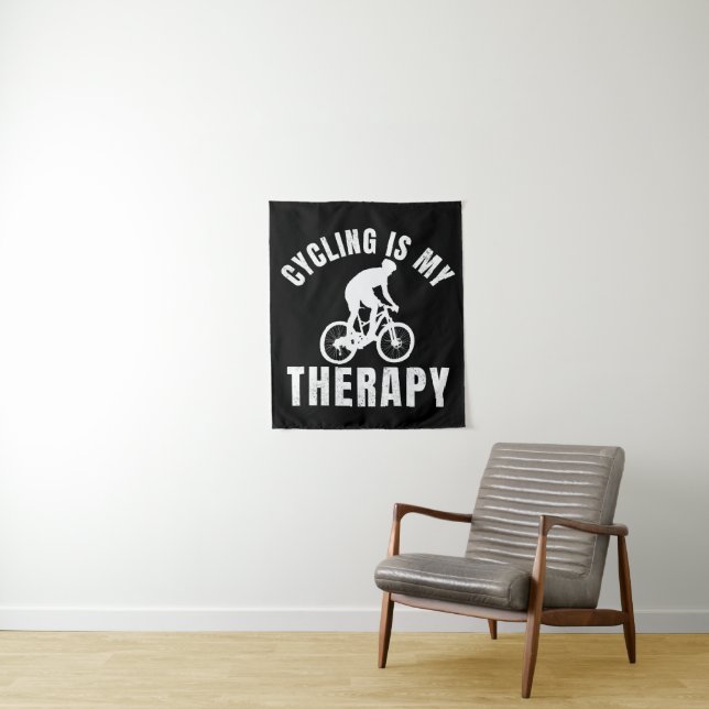 cycling is my therapy funny biking gift tapestry (In Situ)