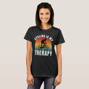 Cycling is my therapy Funny Vintage Typography  T-Shirt