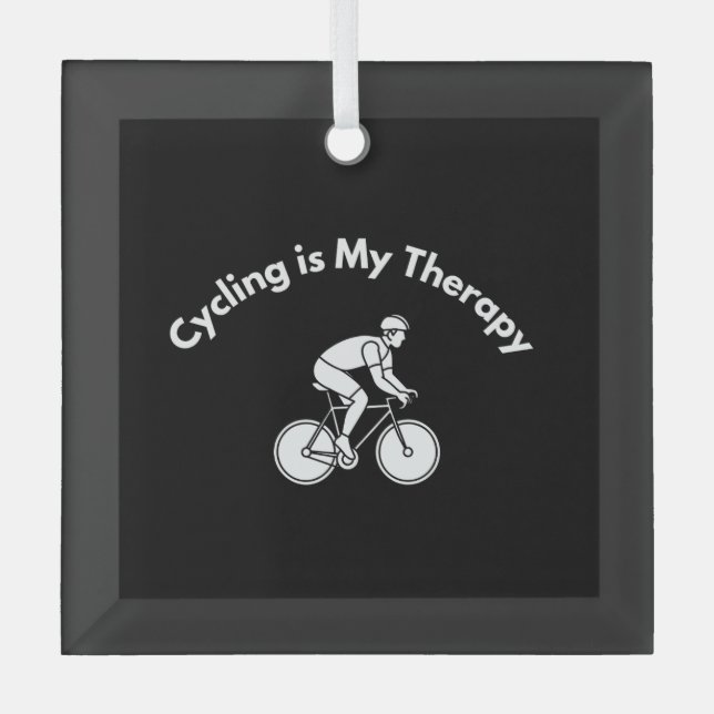 Cycling is My Therapy Glass Tree Decoration (Front)