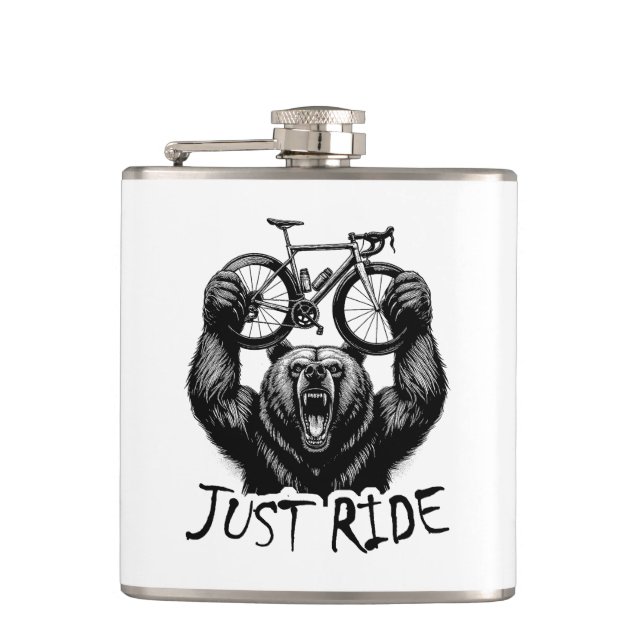Cycling Just Ride Bear Hip Flask (Front)