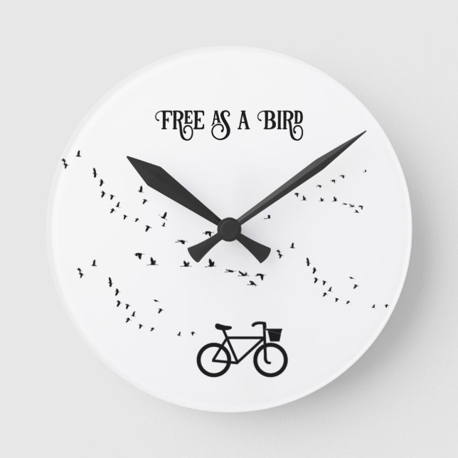 Cycling Life, free as a bird customisable Round Clock (Front)