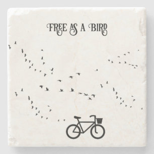 Cycling Life, free as a bird customisable Stone Coaster