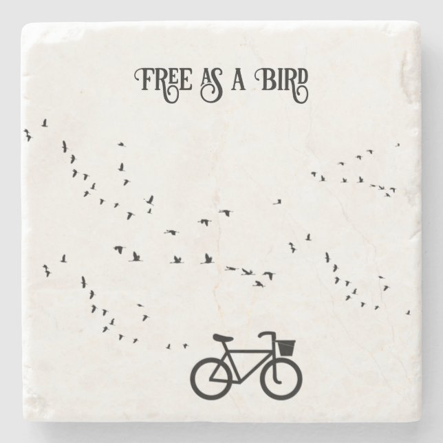 Cycling Life, free as a bird customisable Stone Coaster (Front)