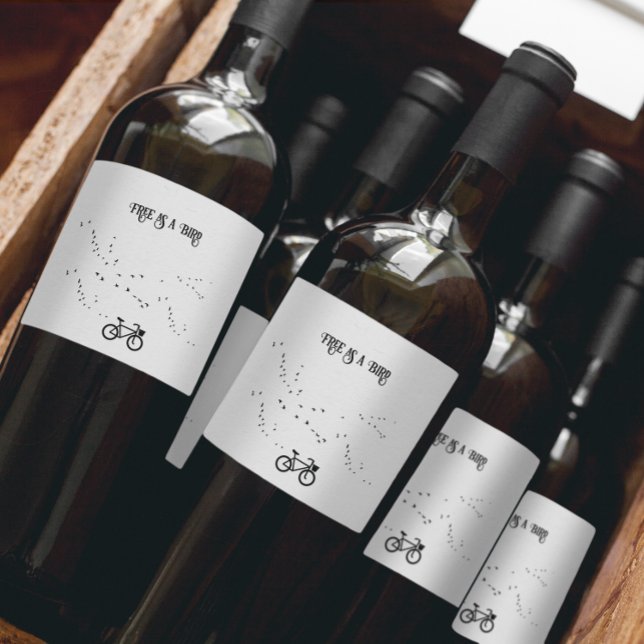 Cycling Life, free as a bird customisable Wine Label (Creator Uploaded)