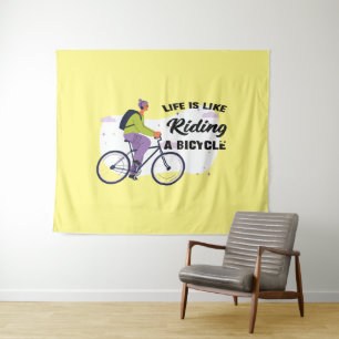 Cycling Life Graphic Design Tapestry