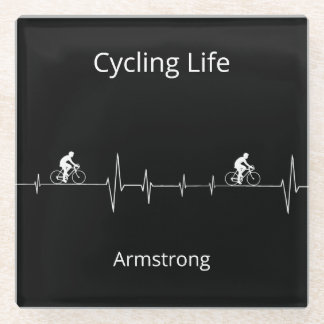 Cycling Life, Heartbeat customisable Glass Coaster
