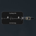 Cycling Life, Heartbeat customisable Luggage Tag<br><div class="desc">Cycling Life,  cyclist riding hills on heartbeat</div>