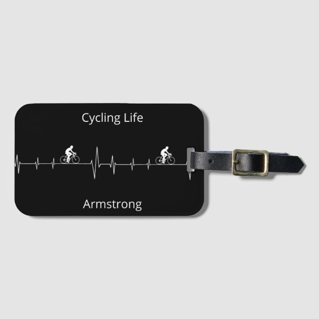 Cycling Life, Heartbeat customisable Luggage Tag (Front Horizontal)