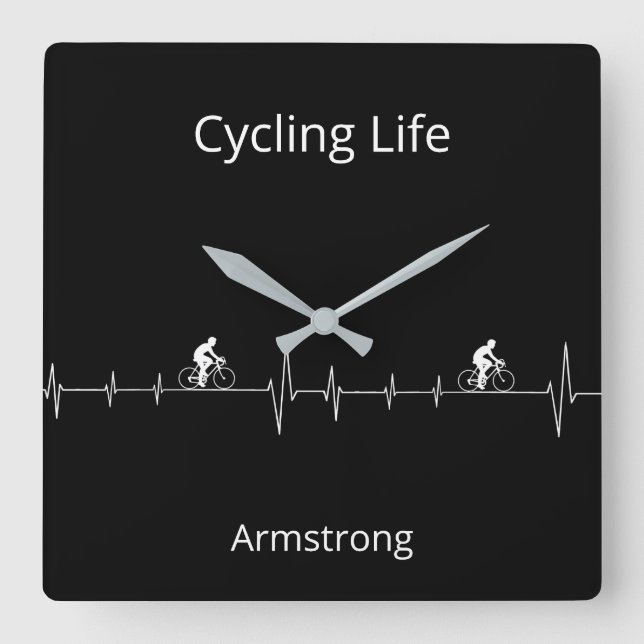 Cycling Life, Heartbeat customisable Square Wall Clock (Front)