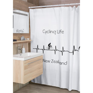 Cycling Life, New Zealand customisable Shower Curtain