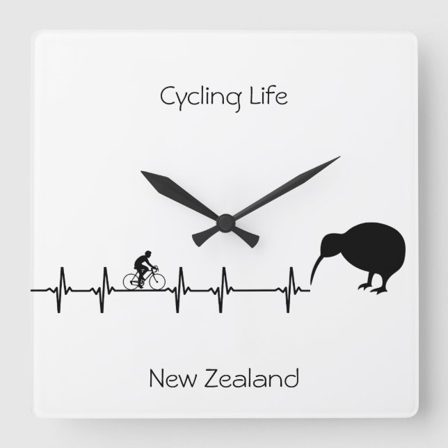 Cycling Life, New Zealand customisable Square Wall Clock (Front)