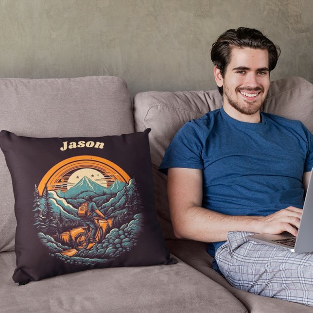 Cycling Life, retro customisable Cushion (Creator Uploaded)