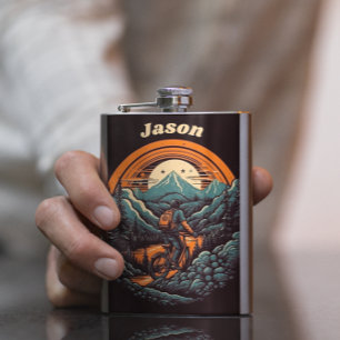 Cycling Life, retro customisable Hip Flask
