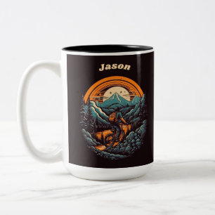 Cycling Life, retro customisable Two-Tone Coffee Mug