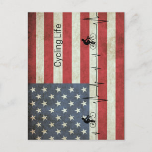 Cycling Life, Stars and Stripes  Holiday Postcard