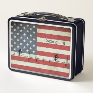 Cycling Life, Stars and Stripes  Metal Lunch Box