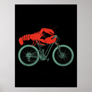 Cycling Lobster MTB Cycologist Funny Cyclist Poster