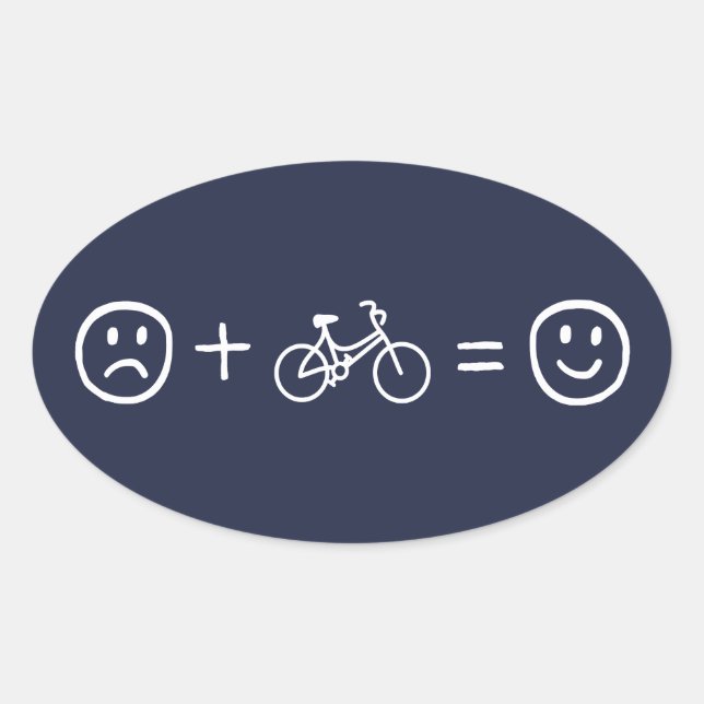 Cycling Makes You Happy Oval Sticker (Front)
