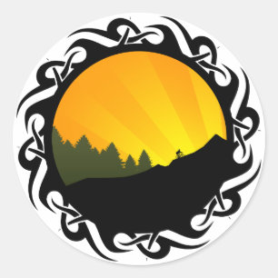 cycling : mountain rayz : classic round sticker