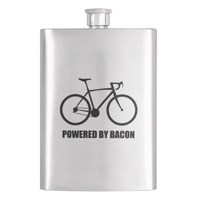 Cycling Powered By Bacon Hip Flask (Front)