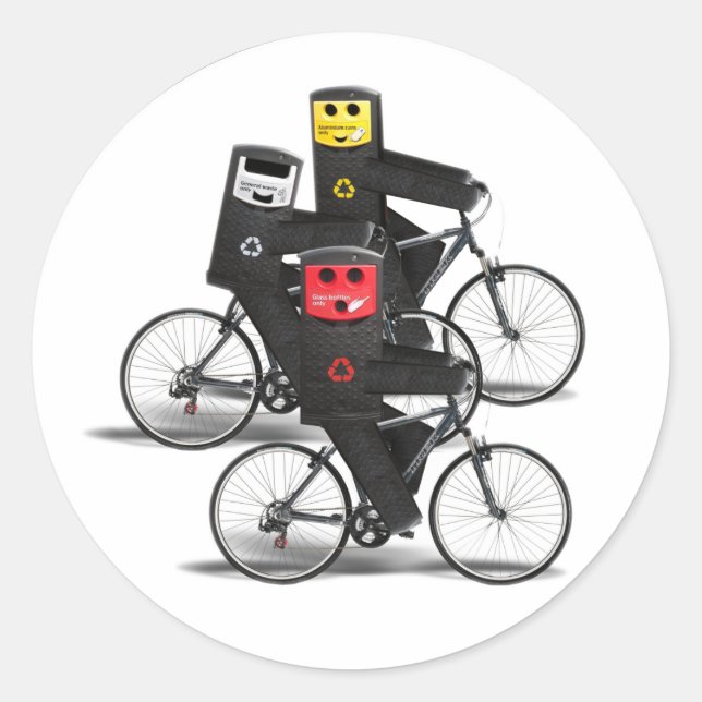 Cycling Recycle Bins Classic Round Sticker (Front)