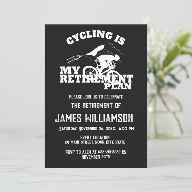 Cycling retired retirement party invitation (Standing Front)
