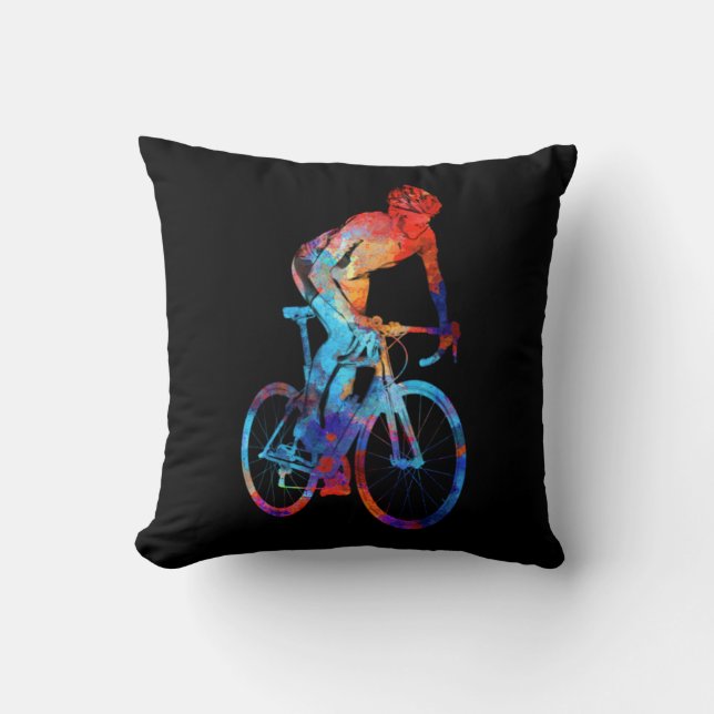 Cycling Road Bicycle Watercolor Painting Cushion (Front)