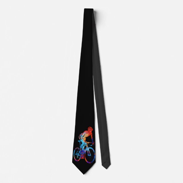 Cycling road bicycle watercolor painting tie (Front)