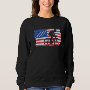 Cycling Road Bike Us Flag Cyclist Sweatshirt