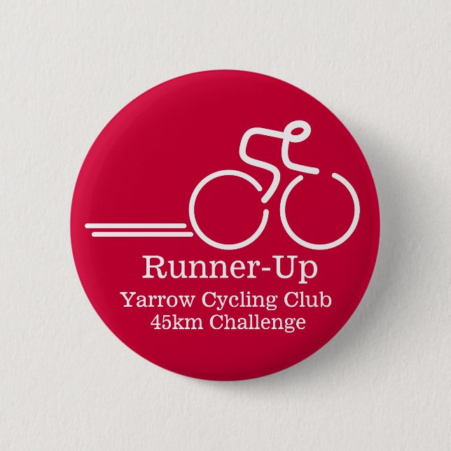 Cycling runner competition button badge red white (Front)