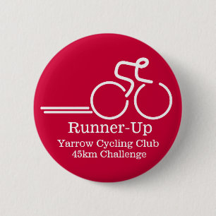 Cycling runner competition button badge red white