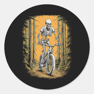 Cycling Skeleton Mountain Bike Cyclist Skeleton Ha Classic Round Sticker