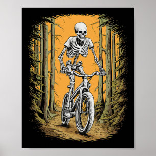 Cycling Skeleton Mountain Bike Cyclist Skeleton Ha Poster