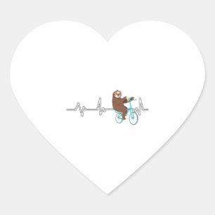 Cycling Sloth Heartbeat Cyclist Gift Cycling Sloth Heart Sticker