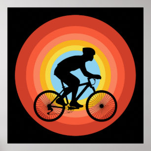CYCLING SUNSET VINTAGE POSTER