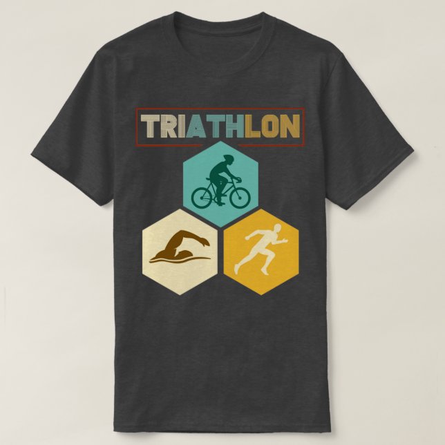 Cycling Swimming Running Triathlon T-Shirt (Design Front)