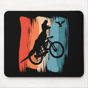 Cycling T-rex Dinosaur Mountain Biking Dino Riding Mouse Pad