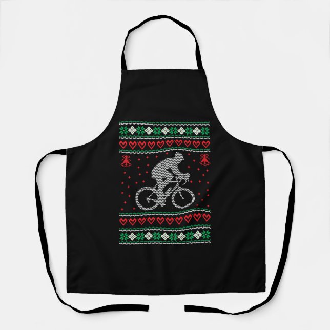 Cycling Ugly Christmas Sweater Apron (Front)