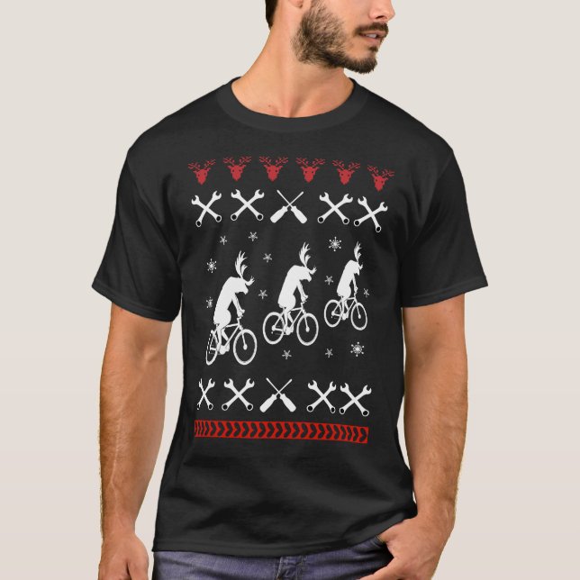 Cycling Ugly Christmas T-Shirt (Front)