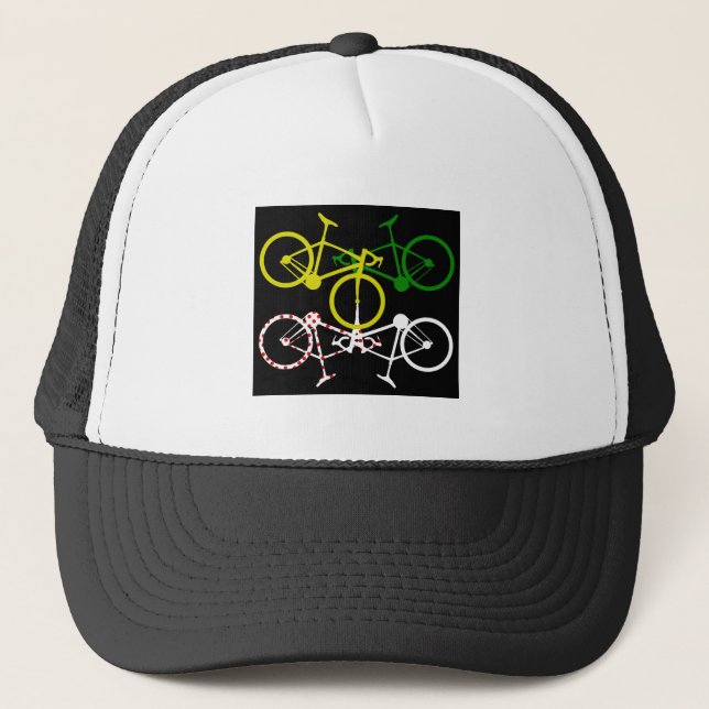 Cycling Yellow Green White Polka-Dot Jerseys Trucker Hat (Front)