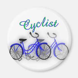 Cyclist (1950 Bicycle) Watercolor drawing Design Magnet