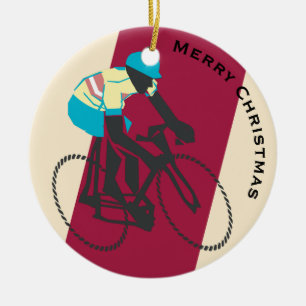Cyclist #2 ceramic tree decoration