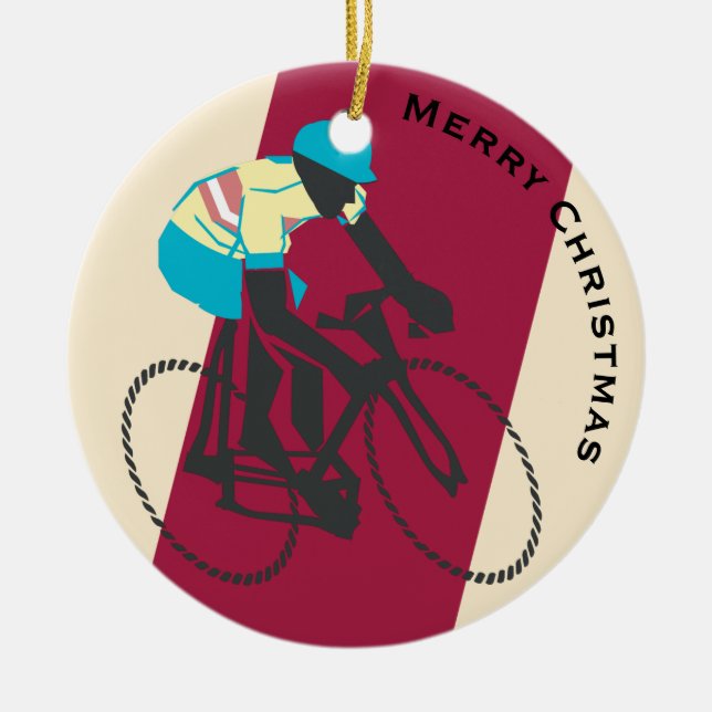 Cyclist #2 ceramic tree decoration (Front)