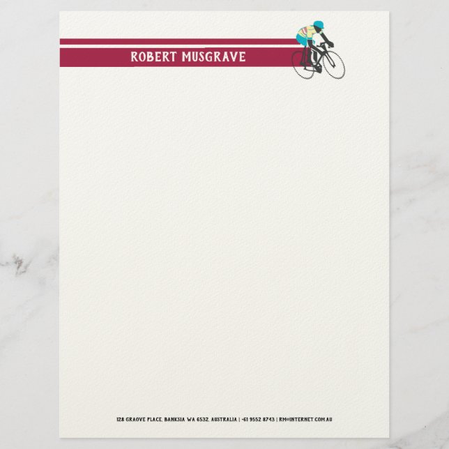 Cyclist #2 custom letterhead (Front)