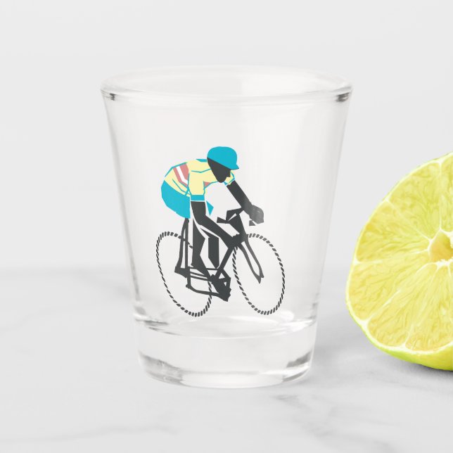 Cyclist #2 shot glass (Front)